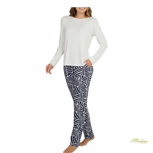 Pijama Feminino Visco Geométrico Dec Careca c/ Bolso