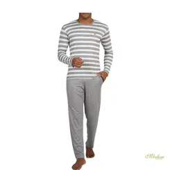 Pijama Masculino Dec Careca Listrado Mescla Off