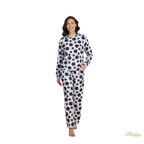 Pijama Feminino Fleece Estampado c/ Bolso Poa Big
