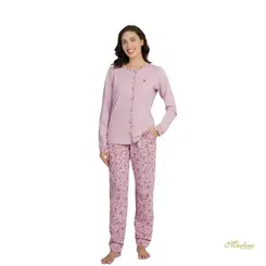 Pijama Feminino Peletizada Floral Vintage