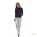Pijama Feminino Peletizado Xadrez Navy c/ Bolso