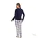 Pijama Feminino Peletizado Xadrez Navy c/ Bolso