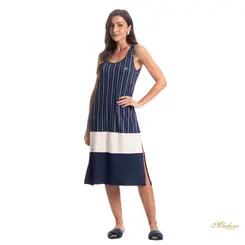 Vestido Stripes Midi Regata