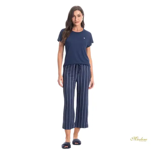 Pijama Feminino Stripes Capri