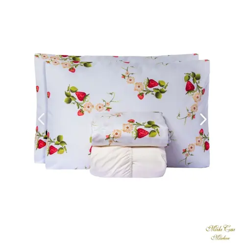 Jogo de Lençol Jazz Flor de Morango