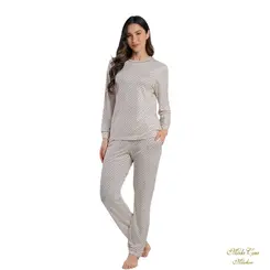 Pijama Feminino Manga Longa Viscolycra Poá